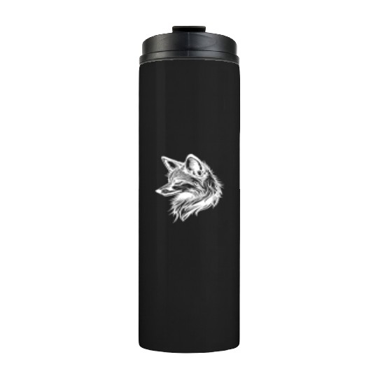 Cute Elegant Fox In Tattoo Ink Thermal Tumblers