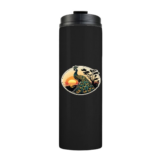 Beautiful Peacock at Sunrise: A Tranquil Moment Thermal Tumblers