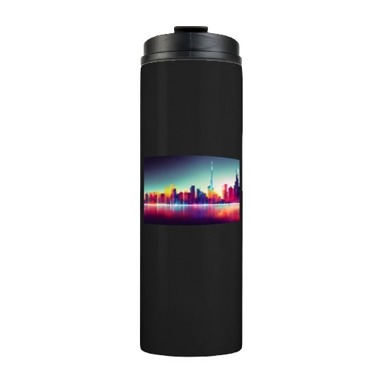 Dubai silhouette skyline abstract art Thermal Tumblers