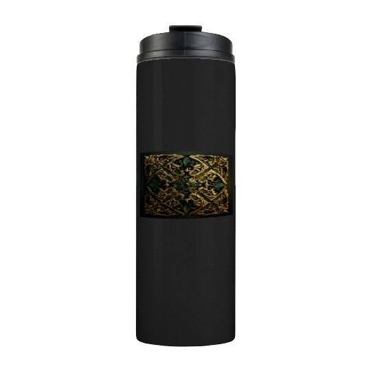 Green Bronze Ornamental Plaid Decoration Pattern Thermal Tumblers