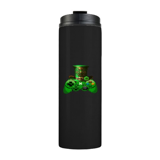 St Patricks Day Video Game Thermal Tumblers | Gamer Leprechau