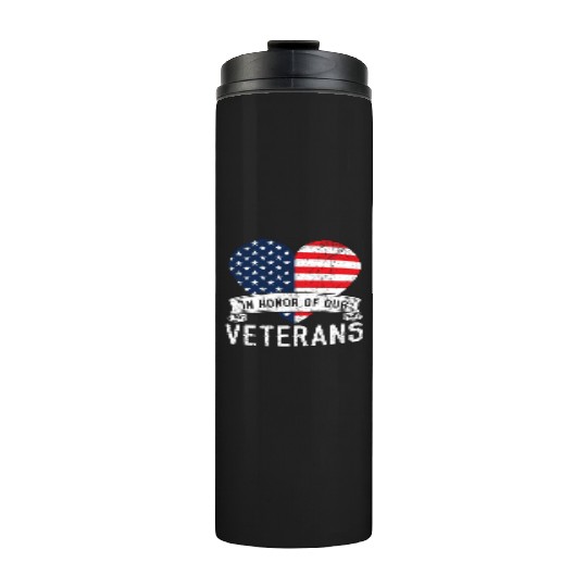 Patriotic Veteran USA Flag American Memorial Day Thermal Tumblers