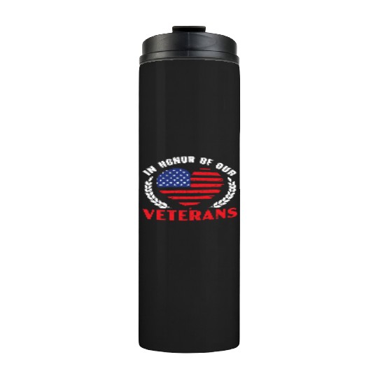 Patriotic Veteran USA Flag American Memorial Day Thermal Tumblers