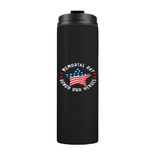 Patriotic Veteran USA Flag American Memorial Day Thermal Tumblers