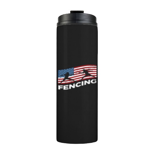 Fencing Usa Flag Fencer Patriotic Thermal Tumblers