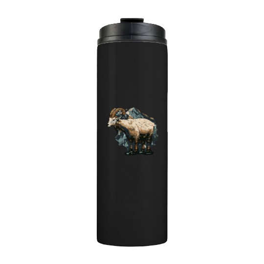 a mountain goat lives in the mountains Thermal Tumblers