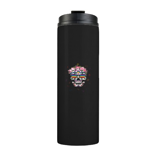 Rainbow Dia De Los Muertos LGBTQ LGBT Pride Month Thermal Tumblers