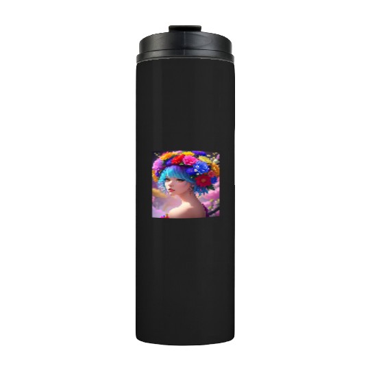 Spring Girl with a bouqet of flowers garland #21 Thermal Tumblers