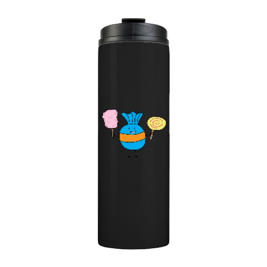 Cute Candy Holding Lollipop And Cutton Candy Thermal Tumblers