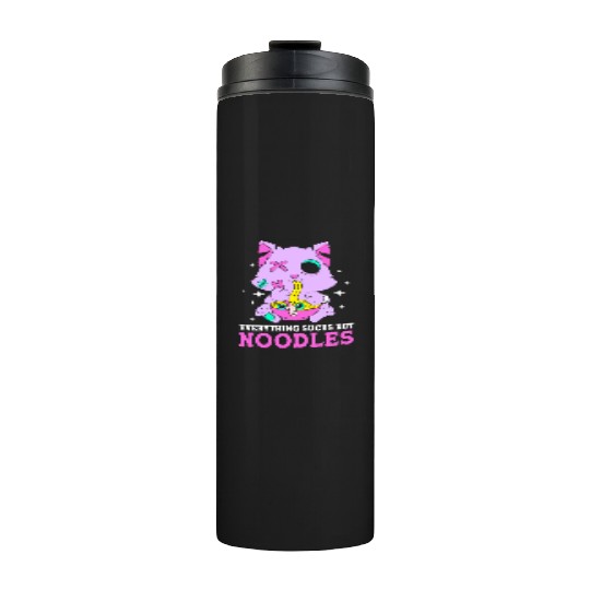 Pastel Goth Cat Ramen Everything Sucks But Noodles Thermal Tumblers