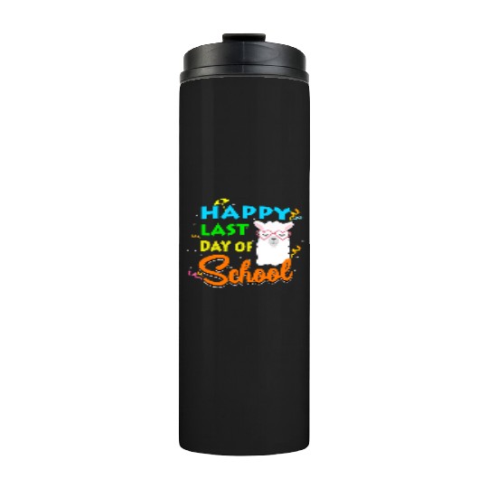 Last Day Of School Alpaca Llama With Sunglasses Thermal Tumblers