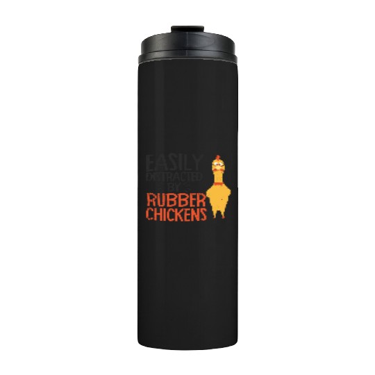 Rubber Chicken Enthusiast Loud Scream Yellow Thermal Tumblers