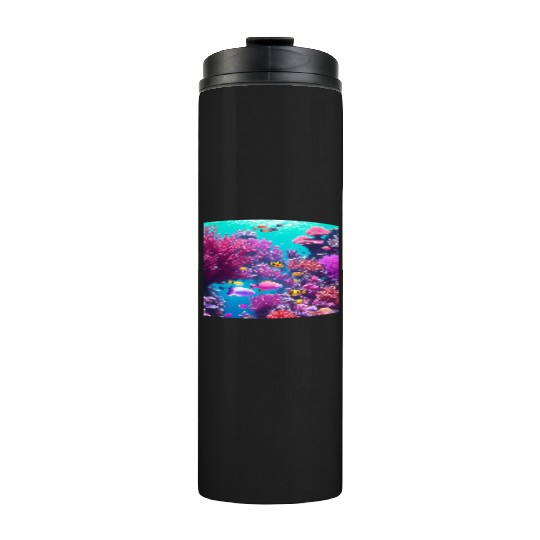 Viral magenta coral reef with tropical fish Thermal Tumblers