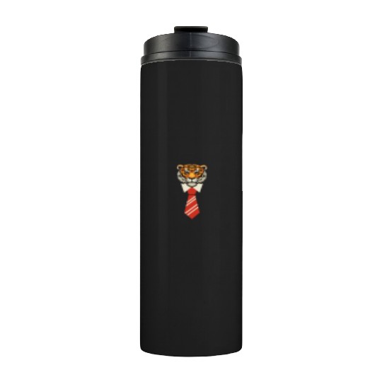 Orange Red Beige Colorful Tiger With Tie Thermal Tumblers