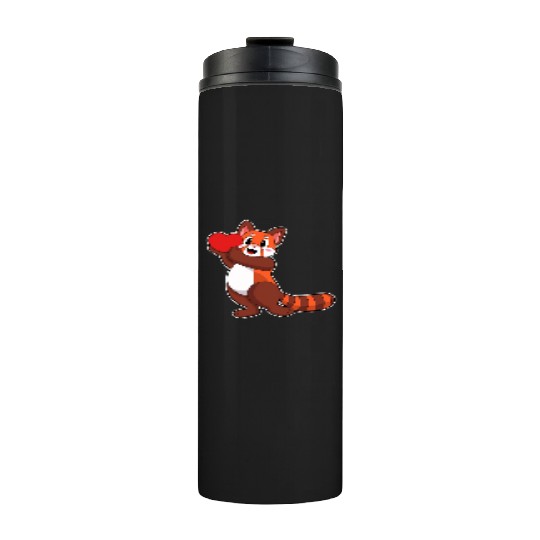 Red Panda At Love With Heart Thermal Tumblers