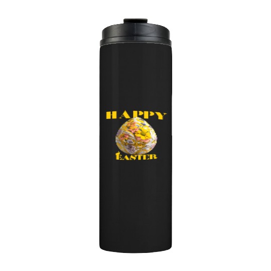 Happy Easter Egg Design with Floral Elements Thermal Tumblers