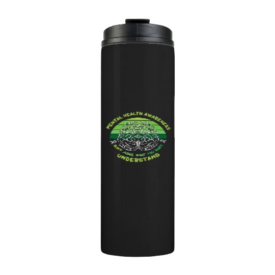 May Green Mental Health Awareness Month Brain Thermal Tumblers