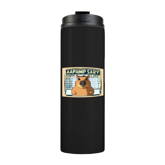 Wanted for 93 Felonies Na Capybara Mugshot Outlaw Thermal Tumblers