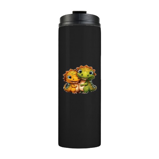 Cute dino dinosaur siblings brothers kids love Thermal Tumblers