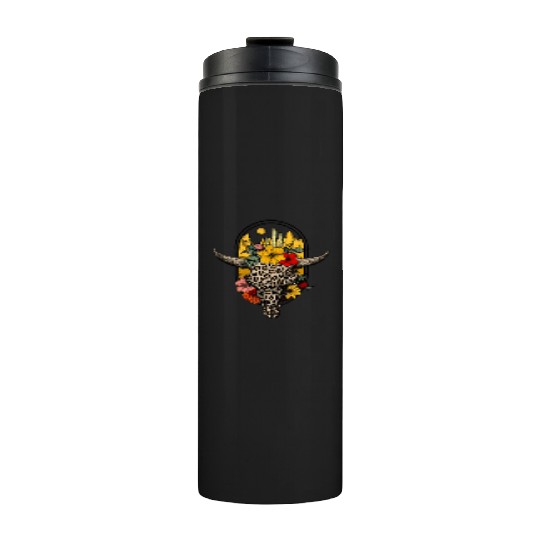 Leopard Floral Boho Cow Western Cowgirl flowers Thermal Tumblers