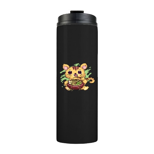 Kawaii Cat Eating Ramen Thermal Tumblers