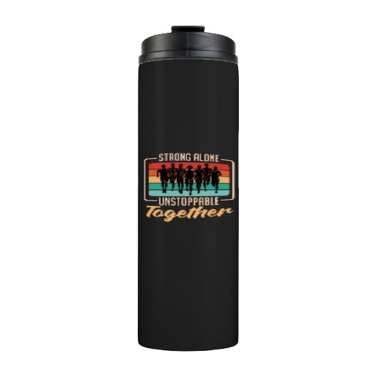 Cross Country Strong Alone Unstoppable Retro Race Thermal Tumblers