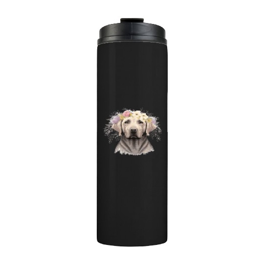 Cute Labrador Retriever Flower Crown Pet Dog Flora Thermal Tumblers