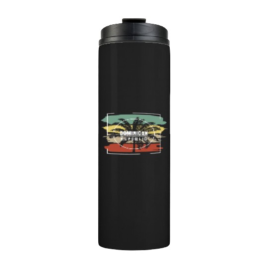 Dominican Republic Artistic Palm Tree Retro Thermal Tumblers