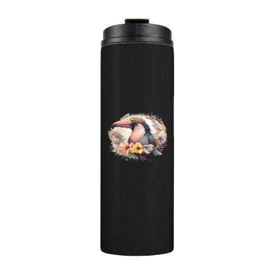 Artistic Toucan Tropical Bird Flower Crown Pet Bir Thermal Tumblers