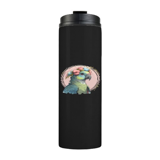 Cute Hahn's Macaw Bird Flower Crown Pet Birds Thermal Tumblers