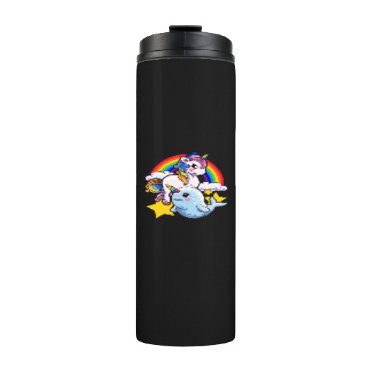 Cute Horned Narwhal And Unicorn Animal Friends Thermal Tumblers