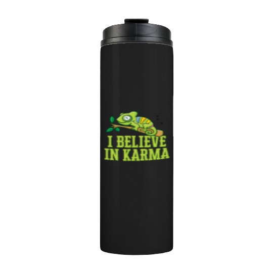 Happy Green Chameleon Karma Believer Thermal Tumblers