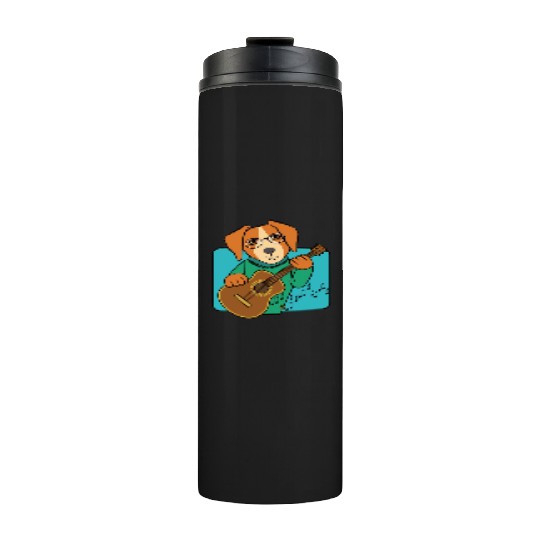 Cool Dog Playing Guitar Thermal Tumblers