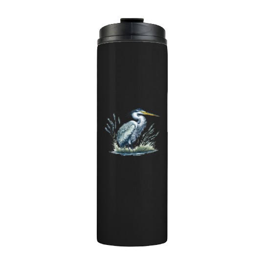 Watercolor Heron in Nature Thermal Tumblers