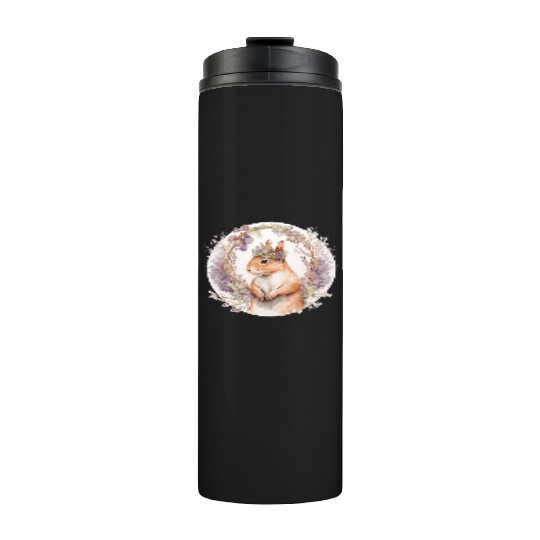 Cute Squirrel Flower Crown Boho Aesthetic Animal L Thermal Tumblers