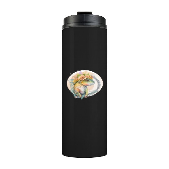 Cute Lizard Chameleon Flower Crown Pet Reptile Lov Thermal Tumblers