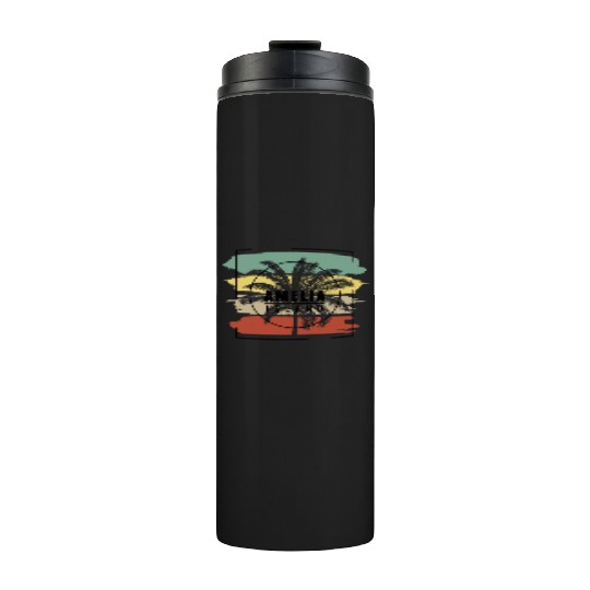 Amelia Island Florida Palm Tree Retro Artistic Thermal Tumblers