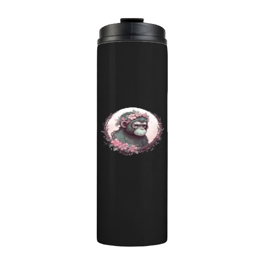 Cute Monkey Flower Crown Monkeys Lover Thermal Tumblers