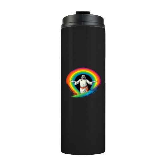 Rainbow Jesus: Embrace Love, Faith, and LGBTQ Thermal Tumblers