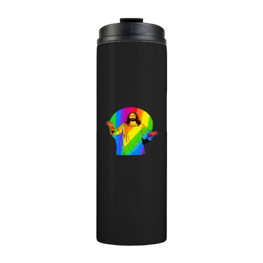 Rainbow Jesus: Embrace Love, Faith, and LGBTQ Thermal Tumblers