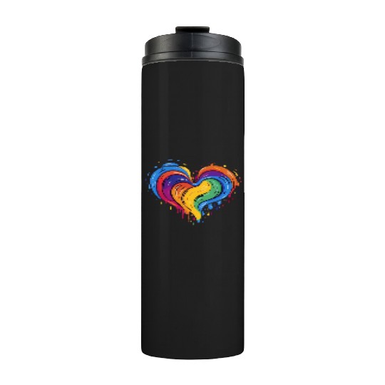 Love is Love: LGBT Rainbow Heart for All Thermal Tumblers