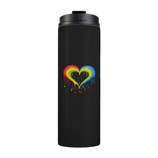 Love is Universal: LGBTQ+ Rainbow Heart, Thermal Tumblers