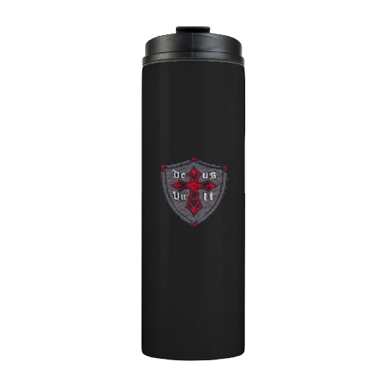 Deus Vult Cross on Shield Thermal Tumblers