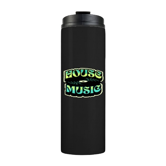 HOUSE MUSIC - Groovy Vinyl (teal/lime) Thermal Tumblers