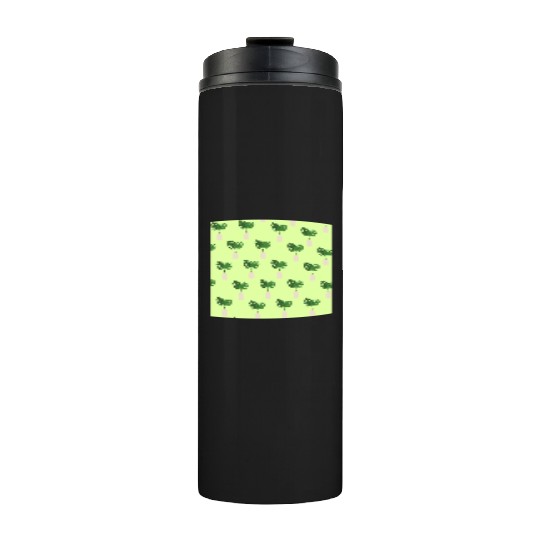 Green Tropical Palm Leaves In A Grey Vessel Thermal Tumblers