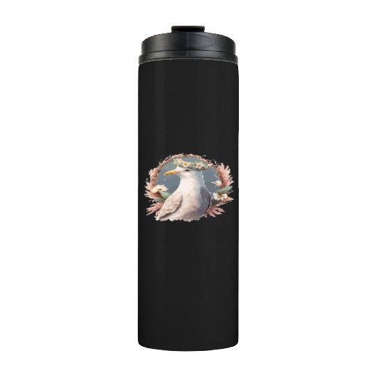 Seagull Bird Flower Crown Floral Seabirds Thermal Tumblers