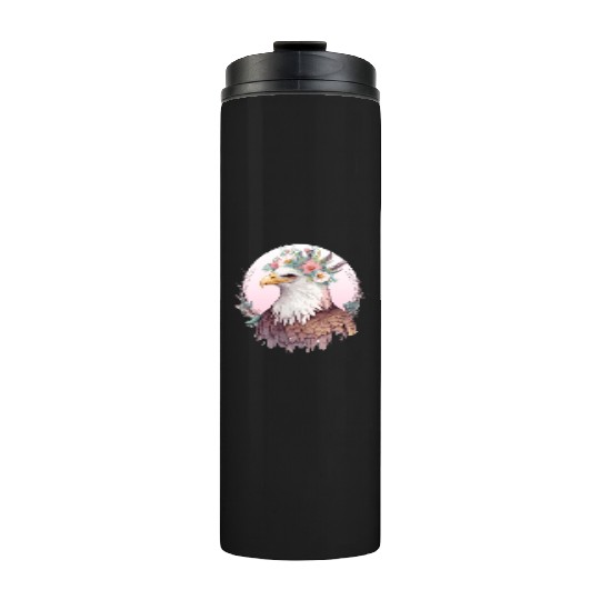 Birds Of Prey Bald Eagle Flower Crown Floral Birdi Thermal Tumblers