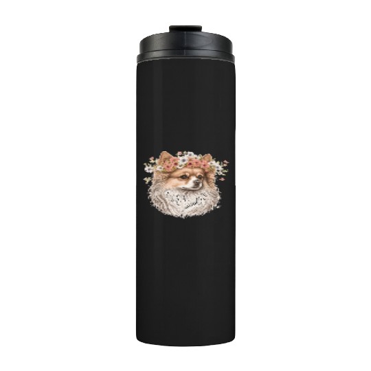 Cute Pomeranian Pom Flower Crown Pet Dog Breed Flo Thermal Tumblers
