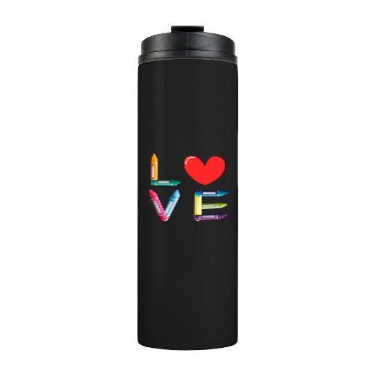Pre-K Teacher Preschool Day Love Teachers Crayon Thermal Tumblers