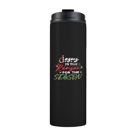 Jesus Is The Reason For The Season Candy Cane Thermal Tumblers